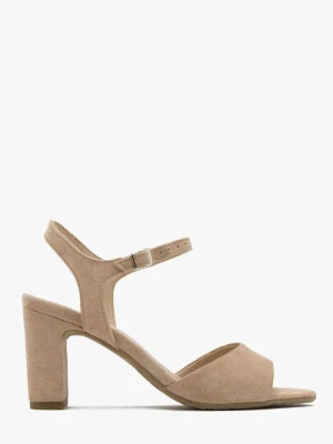 Beżowe sandały z oblekanym obcasem Ryłko