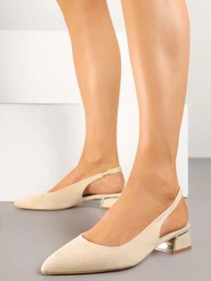 Beżowe Sandały z Odkrytą Piętą i Metaliczną Wstawką Lormio ballada