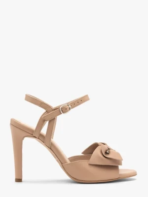 Beżowe sandały z odpinaną kokardą Ryłko