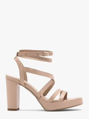 Beżowe sandały z ozdobnych paseczków Ryłko