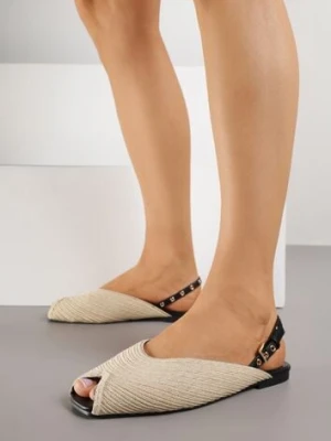 Beżowe Sandały z Plecionką i Metalicznymi Ozdobami Crowstrider ideal