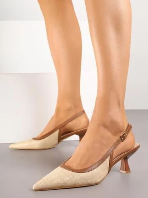 Beżowe Sandały z Plecionki na Kaczuszce z Noskiem w Szpic Kosalira bellucci