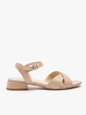 Beżowe sandały ze skóry licowej Ryłko