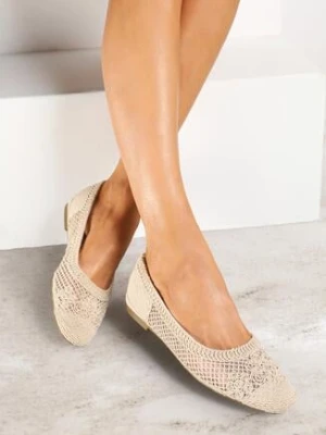Beżowe Siateczkowe Balerinki Deovana vices