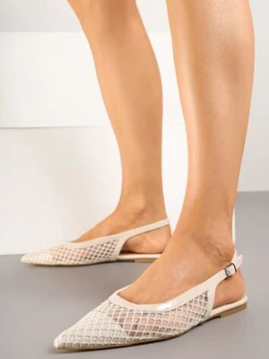 Beżowe Siateczkowe Sandały Slingback na Płaskiej Podeszwie Reolanta bellucci