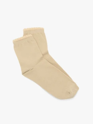 Beżowe skarpety bawełniane z falbanką Ryłko