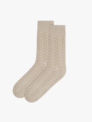 Beżowe skarpety męskie w kropki Ryłko