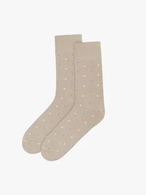 Beżowe skarpety męskie w kropki Ryłko