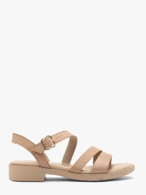 Beżowe skórzane sandały damskie Ryłko