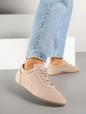 Beżowe Skórzane Sneakersy w Klasycznym Stylu Fonavina