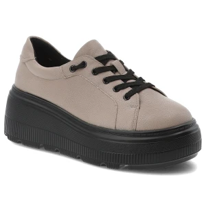 Beżowe Sneakersy Cambell Stylowe Obuwie Damskie Na Platformie