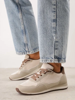 Beżowe Sneakersy Casualowe z Imitacji Zamszu z Podeszwą z Bieżnikiem Alevtina Marquiiz