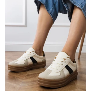 Zdjęcie produktu Beżowe sneakersy damskie na platformie beżowy
