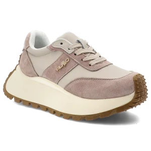 Beżowe Sneakersy Filippo Modne Skórzane Obuwie Damskie