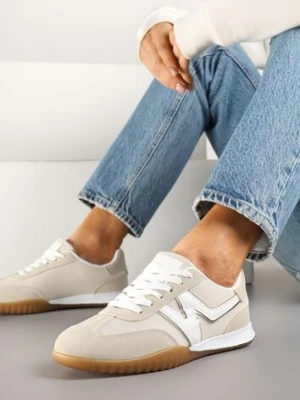 Beżowe Sneakersy Klasyczne Tenisówki Istia fiori&spinc