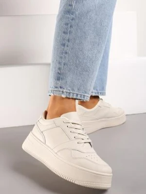 Zdjęcie produktu Beżowe Sneakersy na Grubej Podeszwie przed Kostkę Kiwiana
