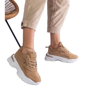 Bezowe sneakersy na grubszej podeszwie beżowy Inna marka