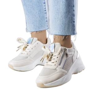 Beżowe sneakersy na koturnie Stacey beżowy Inna marka