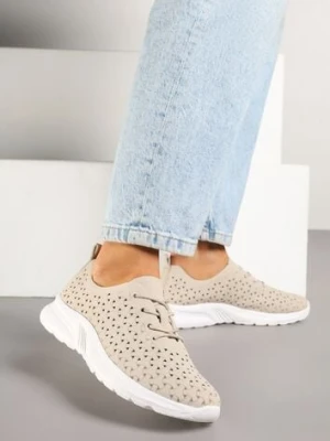 Beżowe Sneakersy Ozdobione Ażurowym Wzorem Sareldi gogo gogo