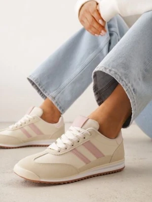 Beżowe Sneakersy Ozdobione Dwoma Paskami Lannatea mulanka