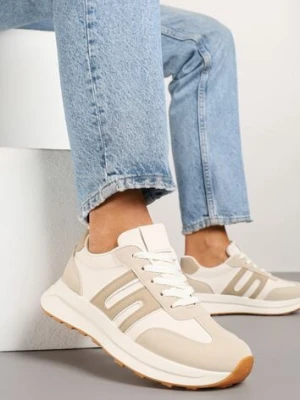 Beżowe Sneakersy Ozdobione Geometrycznym Wzorem Eldvisa goodin