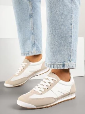 Beżowe Sneakersy Ozdobione Geometrycznym Wzorem Teroti renda