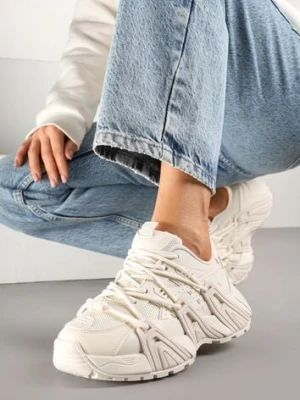 Beżowe Sneakersy Ozdobione Tłoczonym Wzorem Sanalitia mulanka