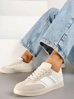 Beżowe Sneakersy Tenisówki Ozdobione Paskami Amodira c'm paris