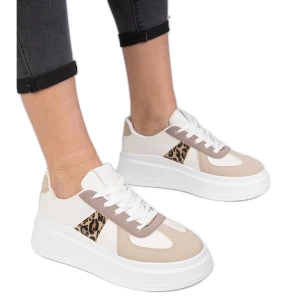 Zdjęcie produktu Beżowe sneakersy trampki na platformie beżowy Inna marka