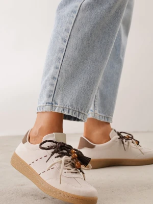 Beżowe Sneakersy Typu Klasyczne Tenisówki Retro z Podwójnym Wiązaniem z Frędzlami Kotena