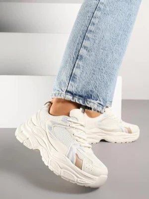 Beżowe Sneakersy Vices na Grubej Podeszwie z Tłoczeniami Nativine