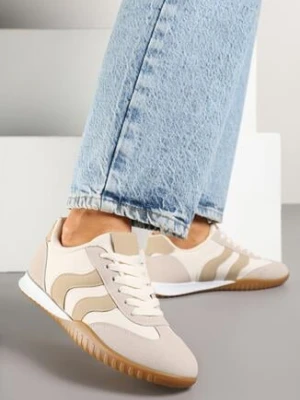 Beżowe Sneakersy w Stylu Klasycznych Tenisówek z Przeszyciami Velluria seastar