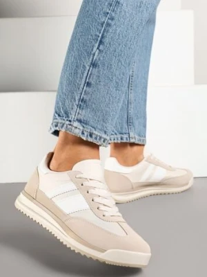 Beżowe Sneakersy w Stylu Kultowych Tenisówek z Przeszyciami Lelluria seastar
