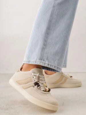 Zdjęcie produktu Beżowe Sneakersy w Stylu Tenisówek z Koralikami Charnara