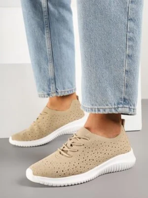 Beżowe Sneakersy z Ażurową Cholewką Grellio bellucci