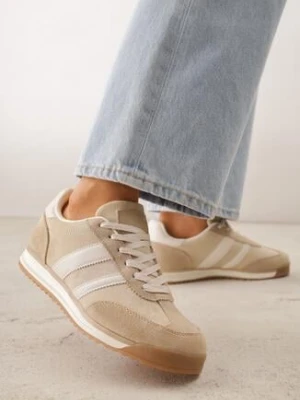 Beżowe Sneakersy z Dwoma Paskami Evilirea gowin