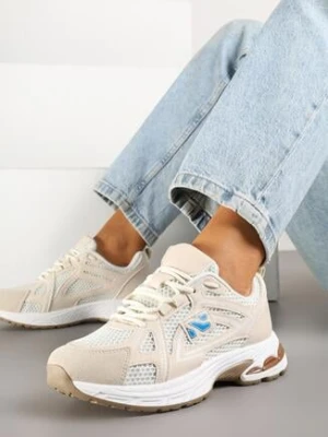 Beżowe Sneakersy z Geometrycznym Wzorem Froloti smallawan