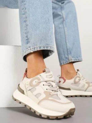 Beżowe Sneakersy z Geometrycznym Wzorem Nimiere