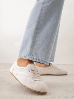 Beżowe Sneakersy z Imitacji Zamszu w Stylu Kultowych Tenisówek Aelliana