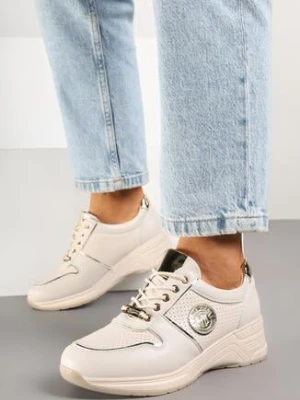 Beżowe Sneakersy z Metalicznymi Ozdobami Yaslevi gogo gogo
