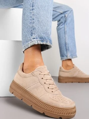 Beżowe Sneakersy z Perforacją na Żłobionej Podeszwie Riparian Rights vices