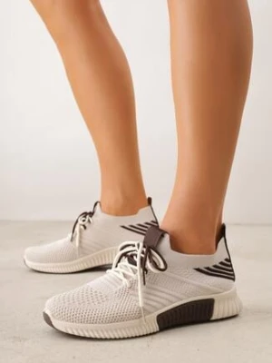 Beżowe Sneakersy z Podwójnym Sznurowaniem Fontarin