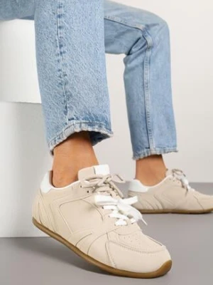 Zdjęcie produktu Beżowe Sneakersy z Podwójnymi Sznurowadłami i Przeszyciami Teleritia