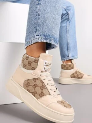 Zdjęcie produktu Beżowe Sneakersy za Kostkę na Grubej Podeszwie Naindra
