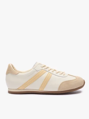 Beżowe sneakersy ze skóry licowej i welurowej Ryłko