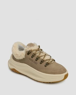 Beżowe Snekersy Zamszowe Z Futerkiem Moon Boot Moon247 City Shearling