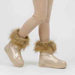 Beżowe Śniegowce Big Star Damskie Zimowe Buty