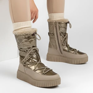 Beżowe Śniegowce Marco Tozzi Ocieplane Buty Damskie