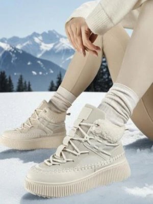 Zdjęcie produktu Beżowe Śniegowce Trapery Vices w Sportowym Stylu na Platformie Terillen