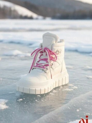 Beżowe Śniegowce Vices na Platformie z Tłoczeniem Anorrise